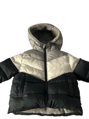 Swiss Tech Kids Hooded Puffer Jacket in Black and Grey Boys size 12 months